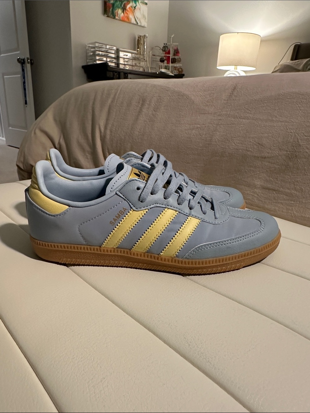 adidas Samba Sneakers in Light Blue and Yellow